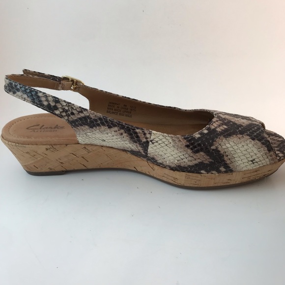 Clarks Artisan Python Wedge Slingbacks - Picture 2 of 8